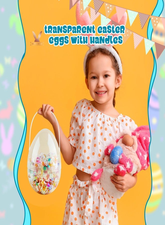 Restroma 12 Pcs 8 Inch Clear Easter Egg with Handles Large Transparent Easter Eggs DIY Jumbo Easter Egg for Easter Hunt Game Supplies Party Decoration - Image 4